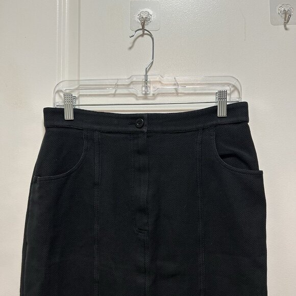 Chanel Vintage Linen Blend Wool Button Front Pencil Skirt Buttons Pocket Small - Picture 5 of 16